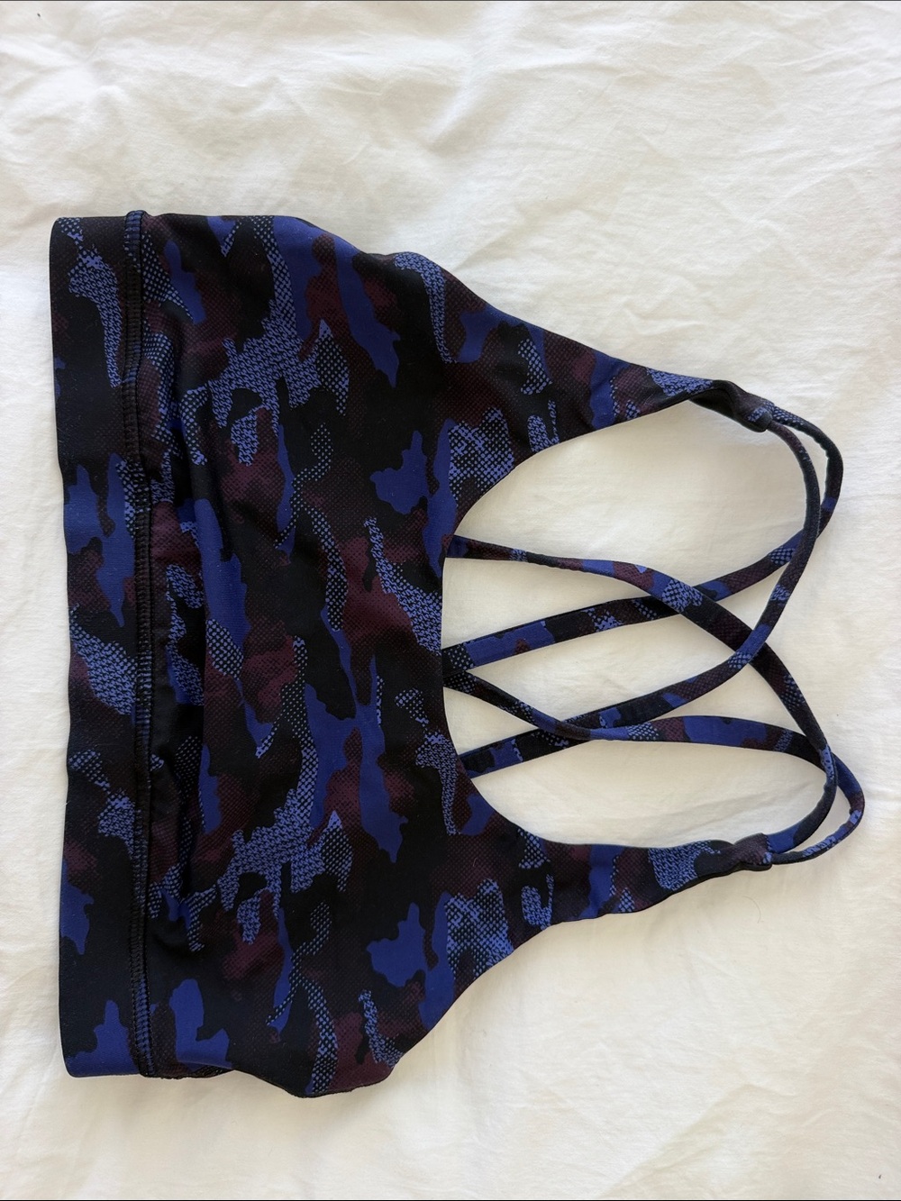 lululemon athletica Energy Blue & Black Camo Strappy Sports Bra